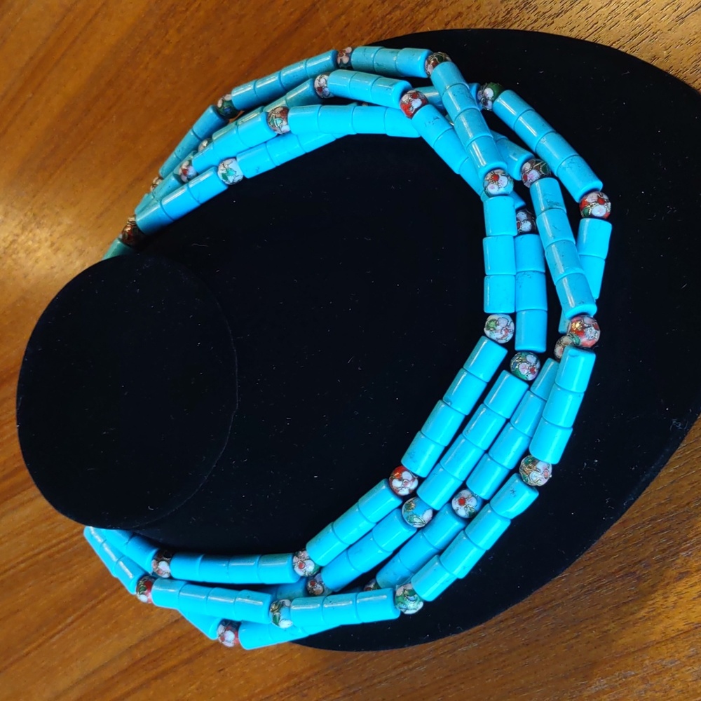 Vintage Southwest Style Handmade Turquoise Tube Bead Necklace